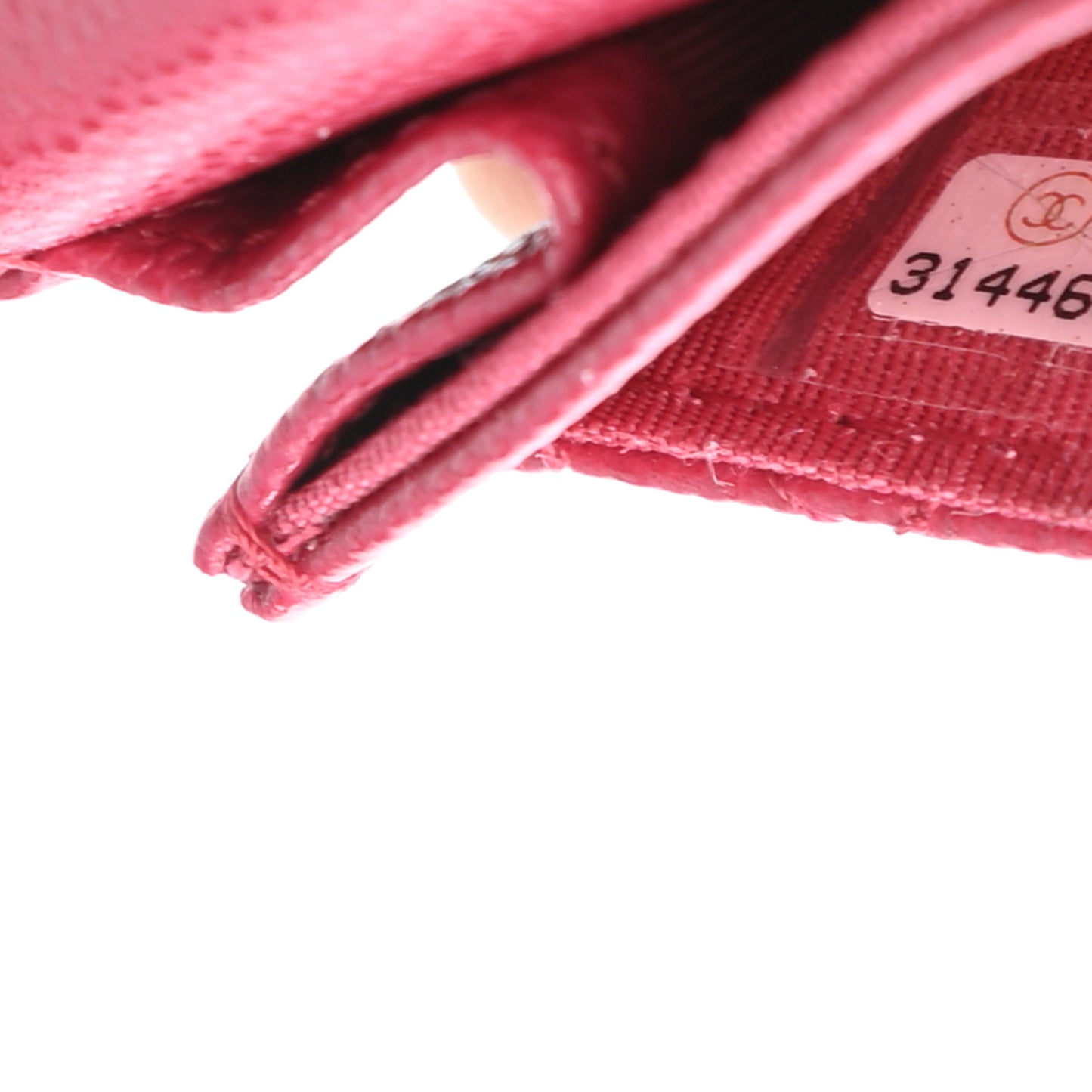Caviar Quilted Flap Card Holder Wallet Dark Pink