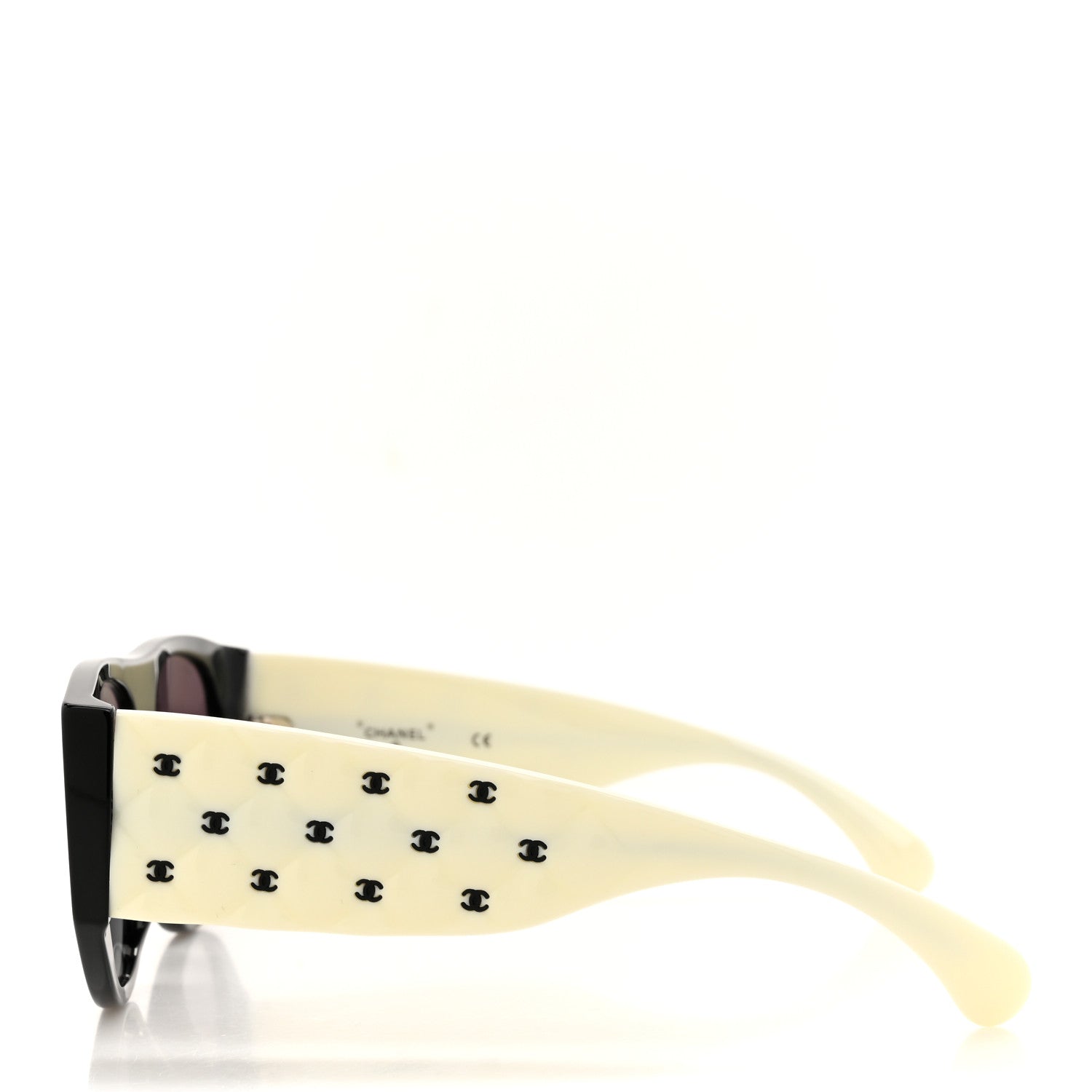 Chanel Acetate Quilted CC Pilot Sunglasses 71465 White Black 3 of 8