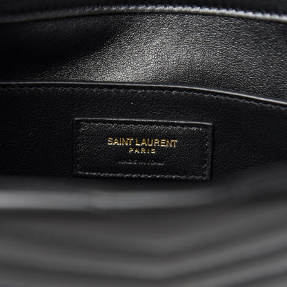 Saint Laurent Lambskin Matelasse Chevron Monogram Medium Sulpice Bag Black 8 of 11