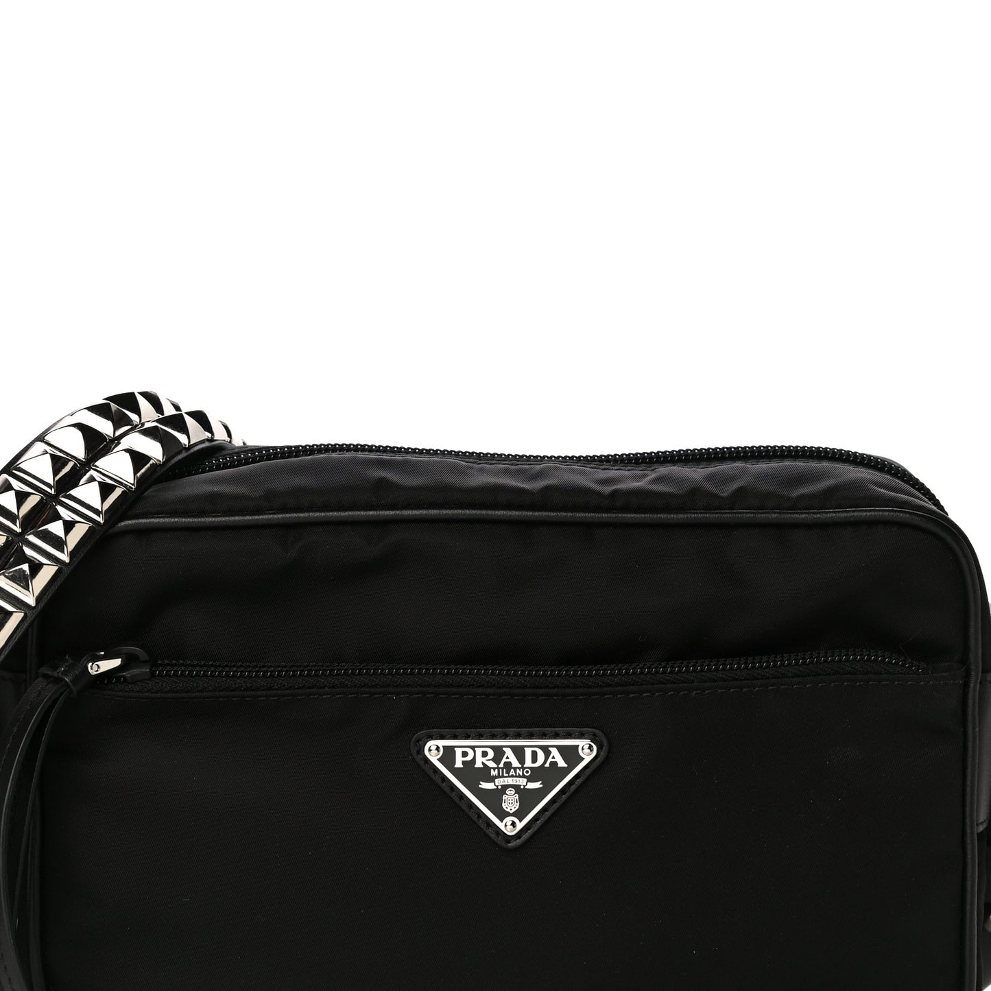 Tessuto Nylon Studded New Vela Shoulder Bag Black