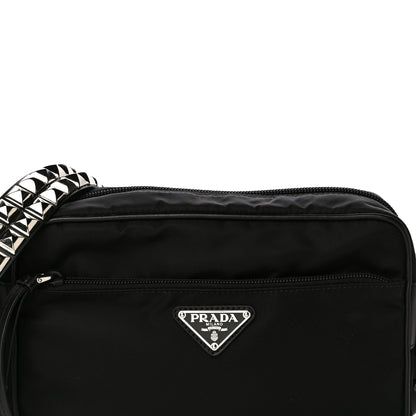 Prada Tessuto Nylon Studded New Vela Shoulder Bag Black 7 of 9