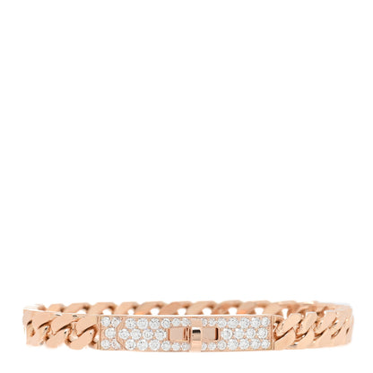 Hermes 18K Rose Gold Diamond PM Kelly Gourmette Bracelet SH 1 of 3