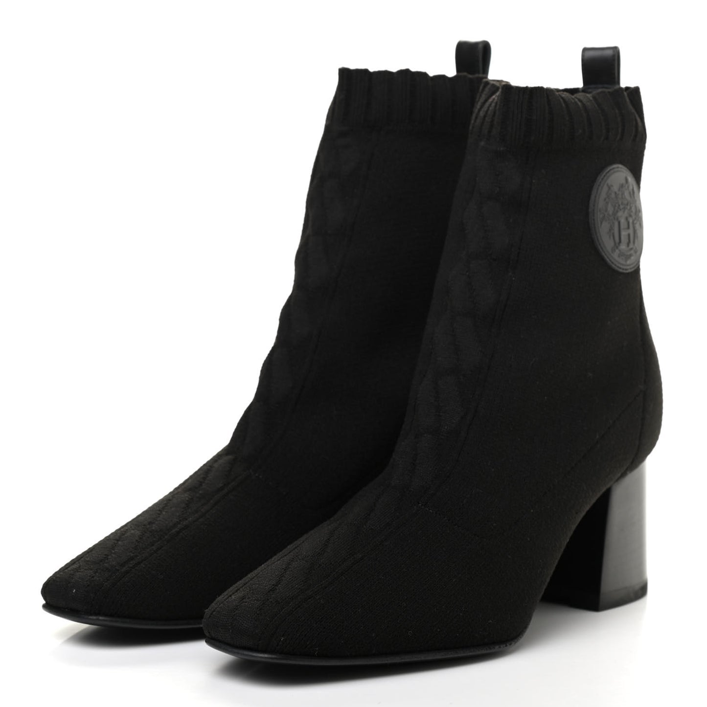 Knit Calfskin Volver Ankle Boots 36.5 Black