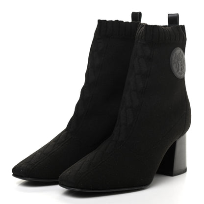 Hermes Knit Calfskin Volver Ankle Boots 36.5 Black 3 of 7