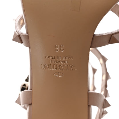 Valentino Garavani Calfskin Lacquered Monochrome Rockstud 60mm City Sandals 36 Poudre 6 of 7