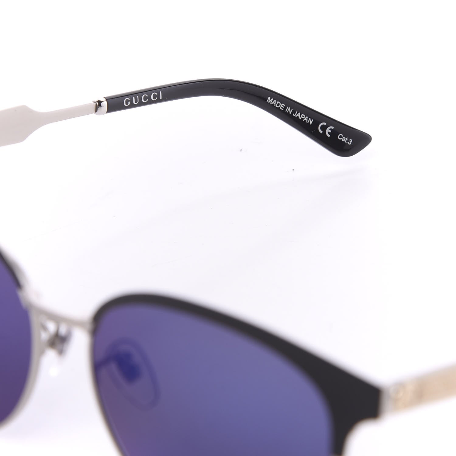 Gucci Round Metal GG0074SK Sunglasses Black Silver 6 of 8