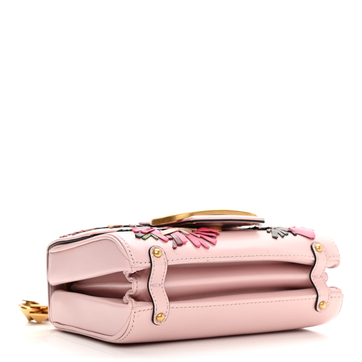 Valentino Garavani Calfskin Embroidered Stud Sign Shoulder Bag Rose Quartz Multicolor 4 of 12