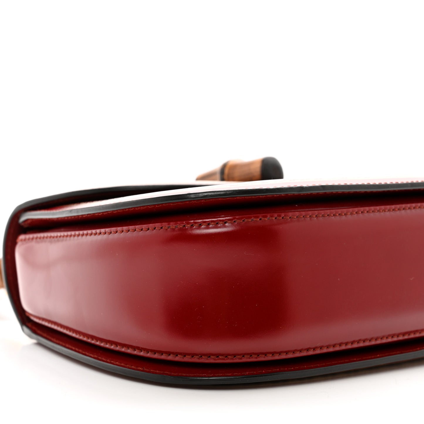 Calfskin Frame Print Bamboo 1947 Top Handle Bag Red Gold