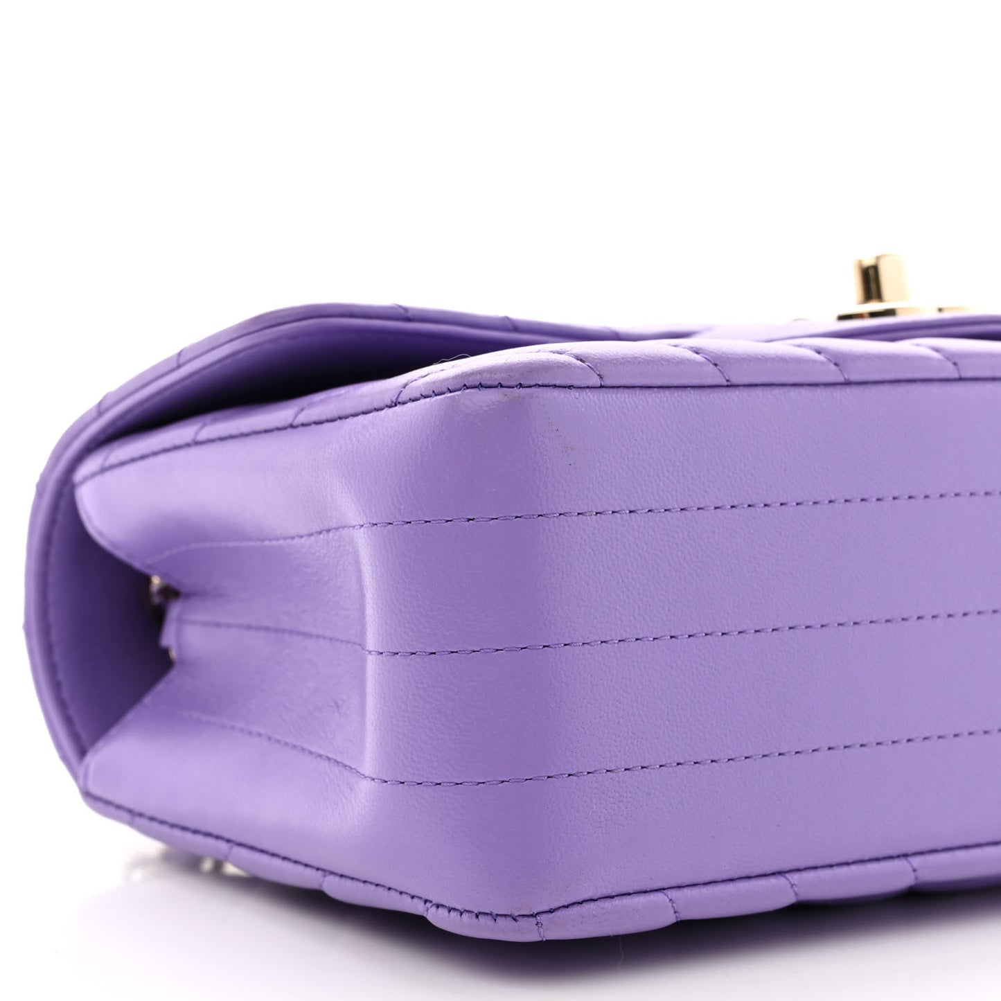 Lambskin Chevron Quilted Mini Rectangular Flap Purple