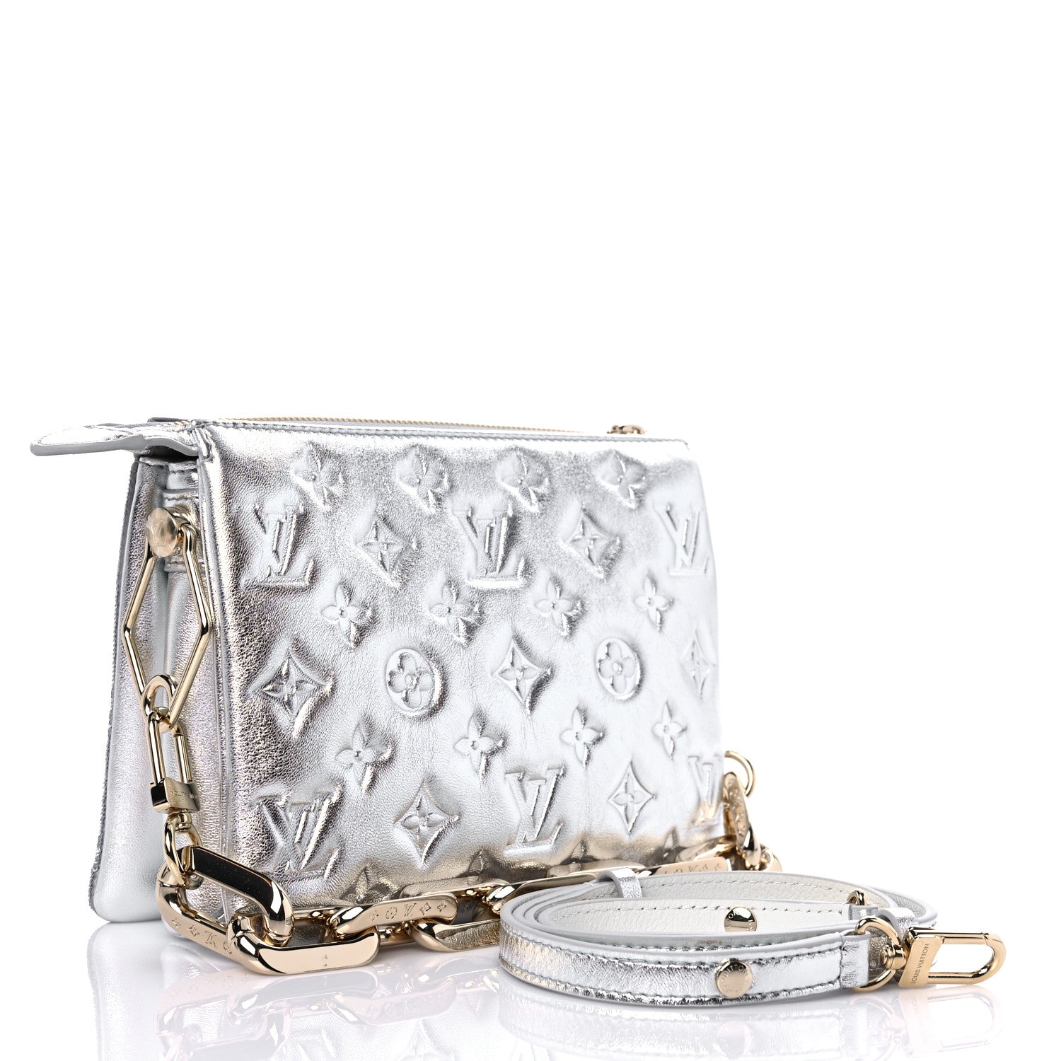 Louis Vuitton Satin Sequin Embroidered Monogram Coussin BB Silver 3 of 10