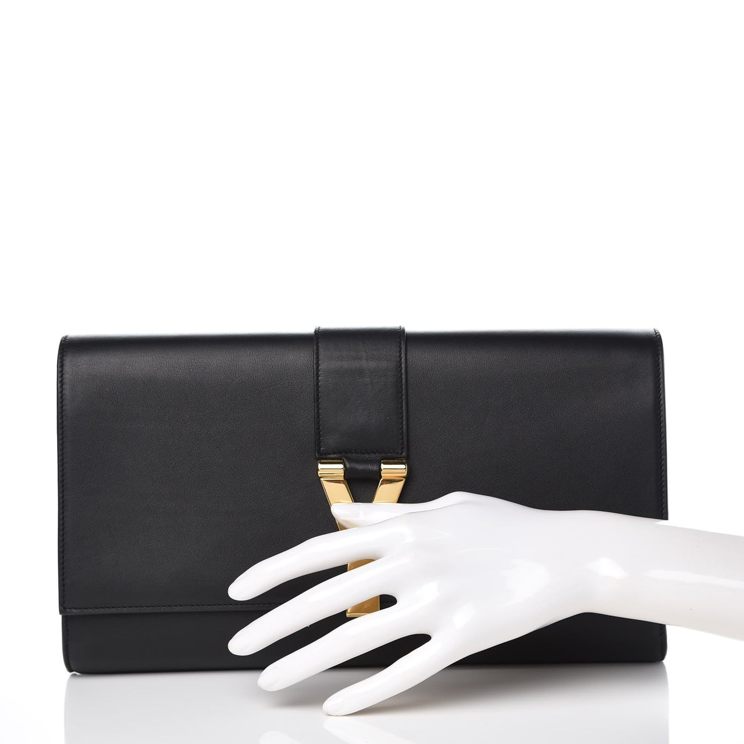 Calfskin Classic Y Ligne Clutch Black