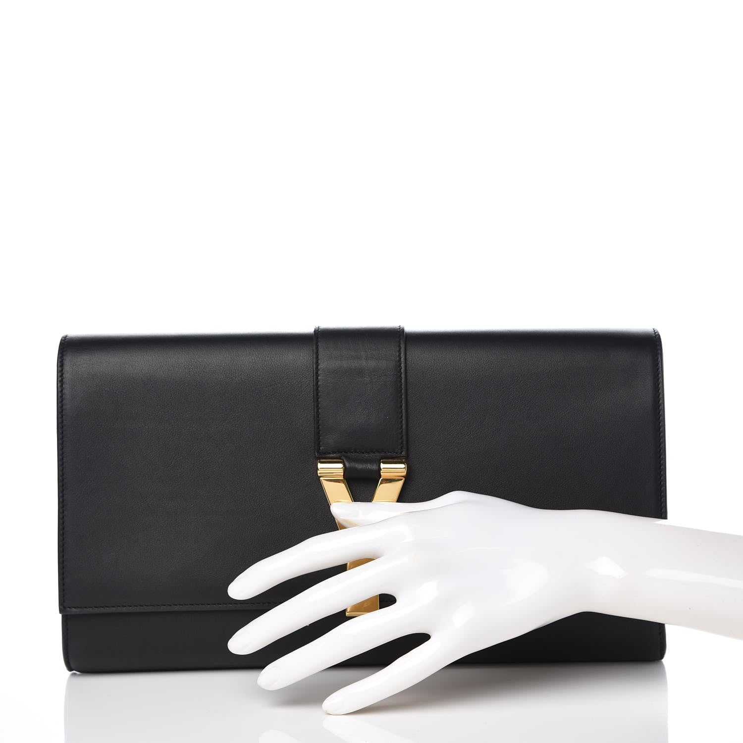Saint Laurent Calfskin Classic Y Ligne Clutch Black 2 of 9
