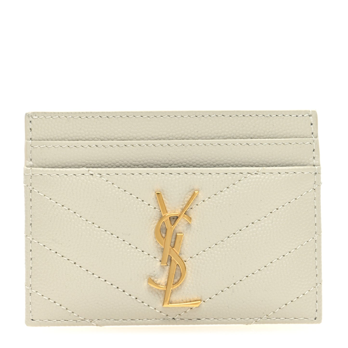 Grain De Poudre Matelasse Chevron Monogram Credit Card Case Crema Soft