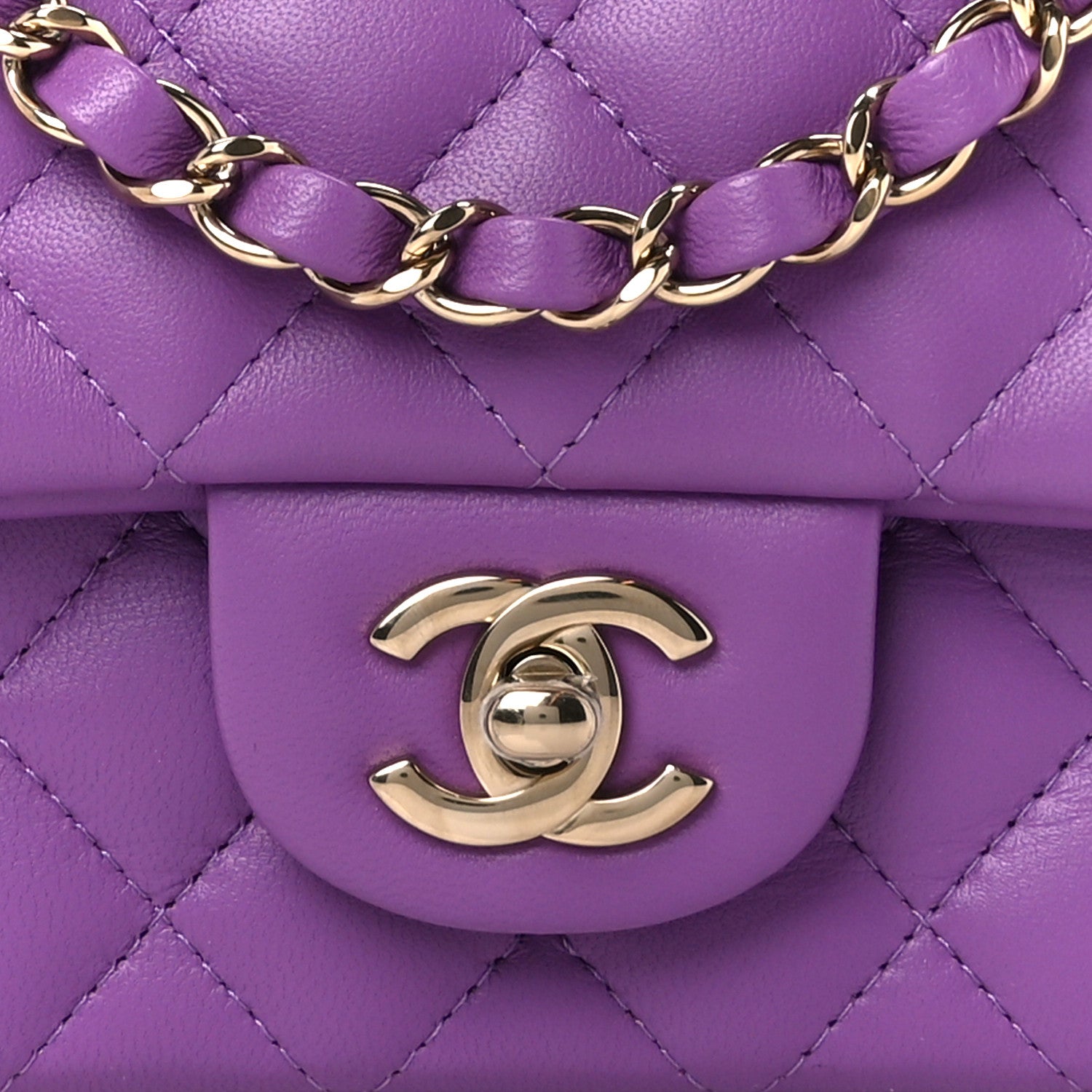 Chanel Lambskin Quilted Mini Rectangular Flap Purple 9 of 11