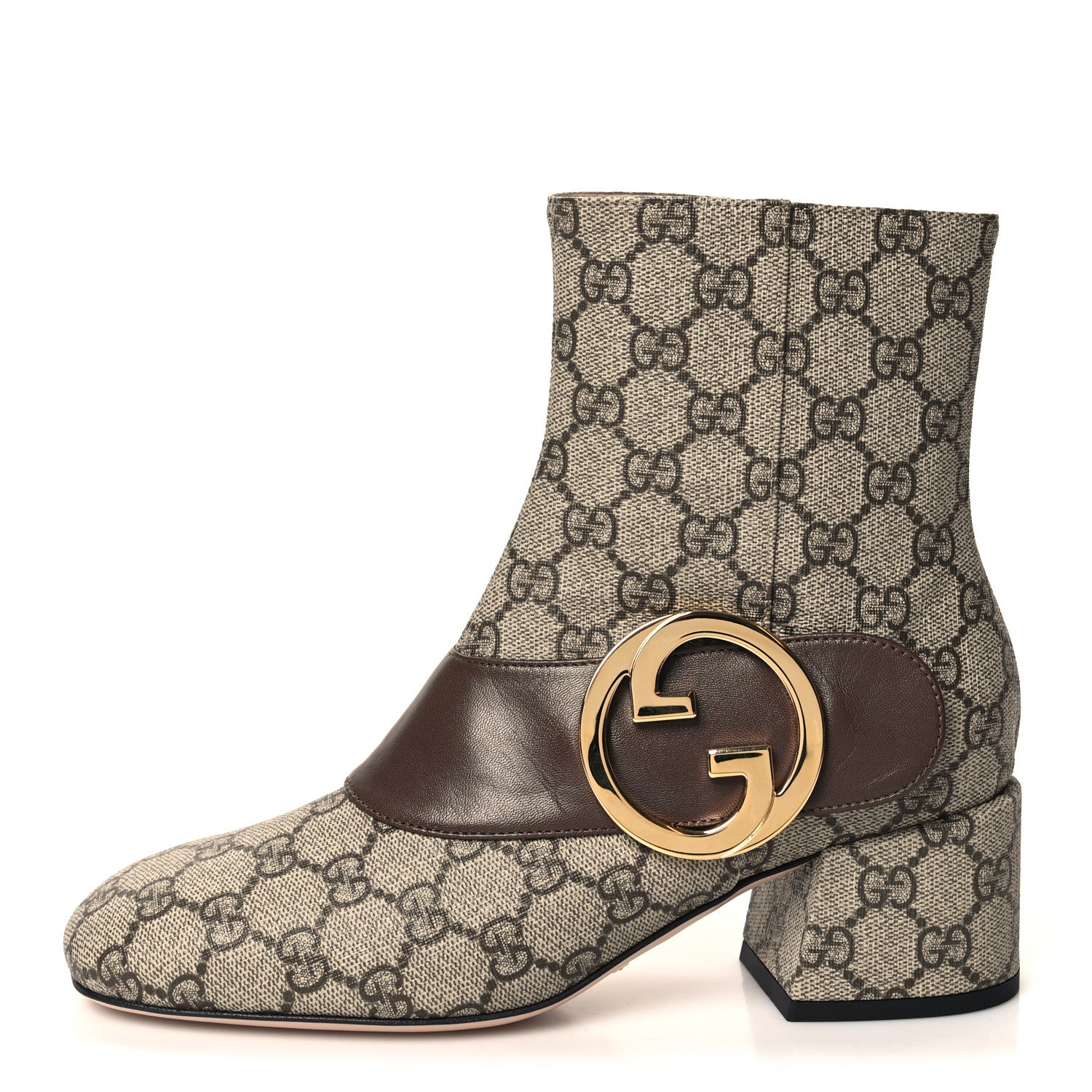 Gucci GG Supreme Monogram Malaga Kid Blondie 55mm Ankle Boots 37.5 Beige Ebony New Acero 1 of 9