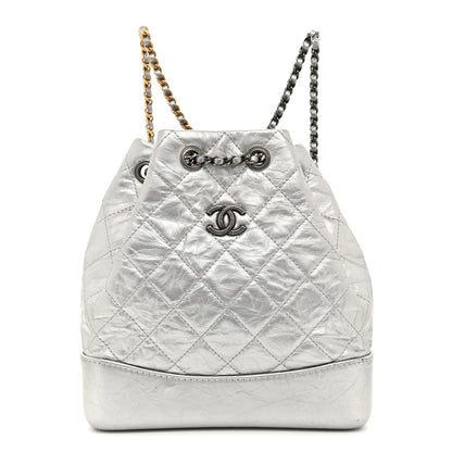 Chanel Metallic Crumpled Calfskin Quilted Small Gabrielle Backpack Silver 2 of 10