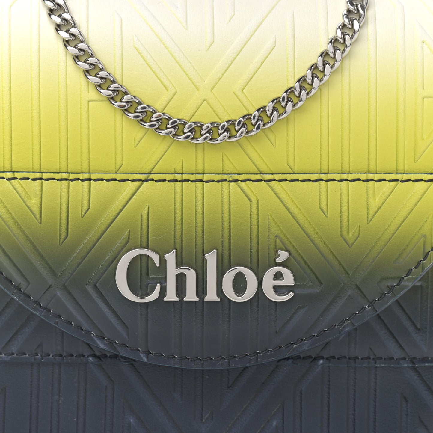Calfskin Embossed Small Aby Lock Yellow Navy Blue