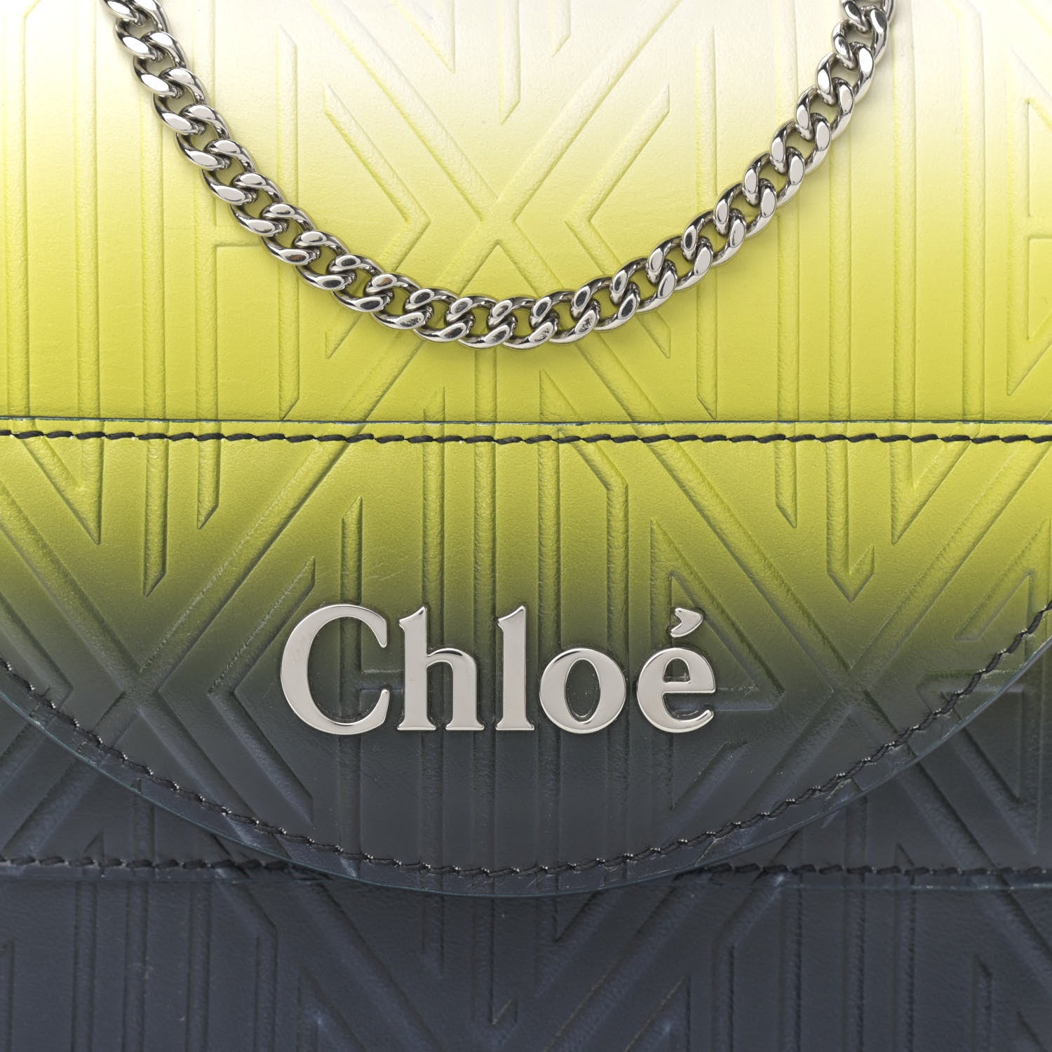 Chloe Calfskin Embossed Small Aby Lock Yellow Navy Blue 8 of 10
