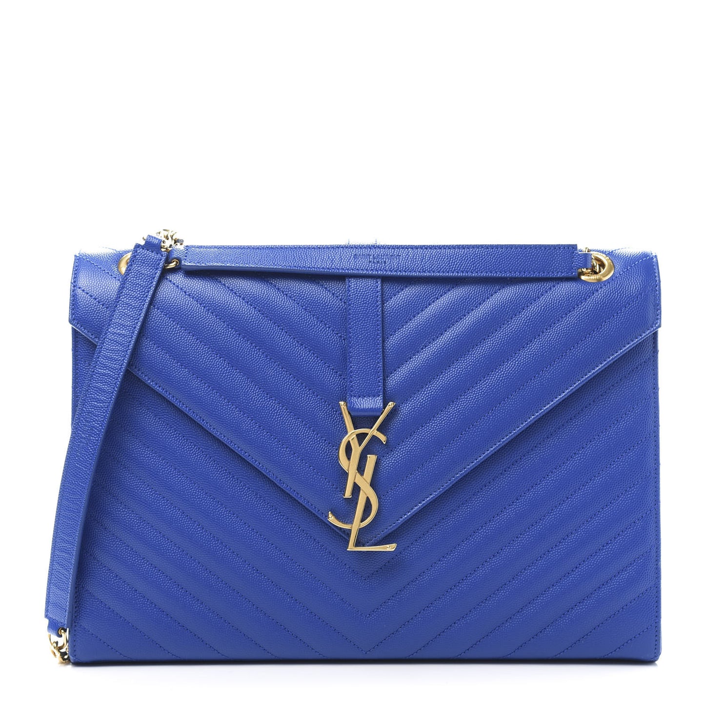 Grain De Poudre Matelasse Chevron Large Monogram Satchel Blue Majorelle