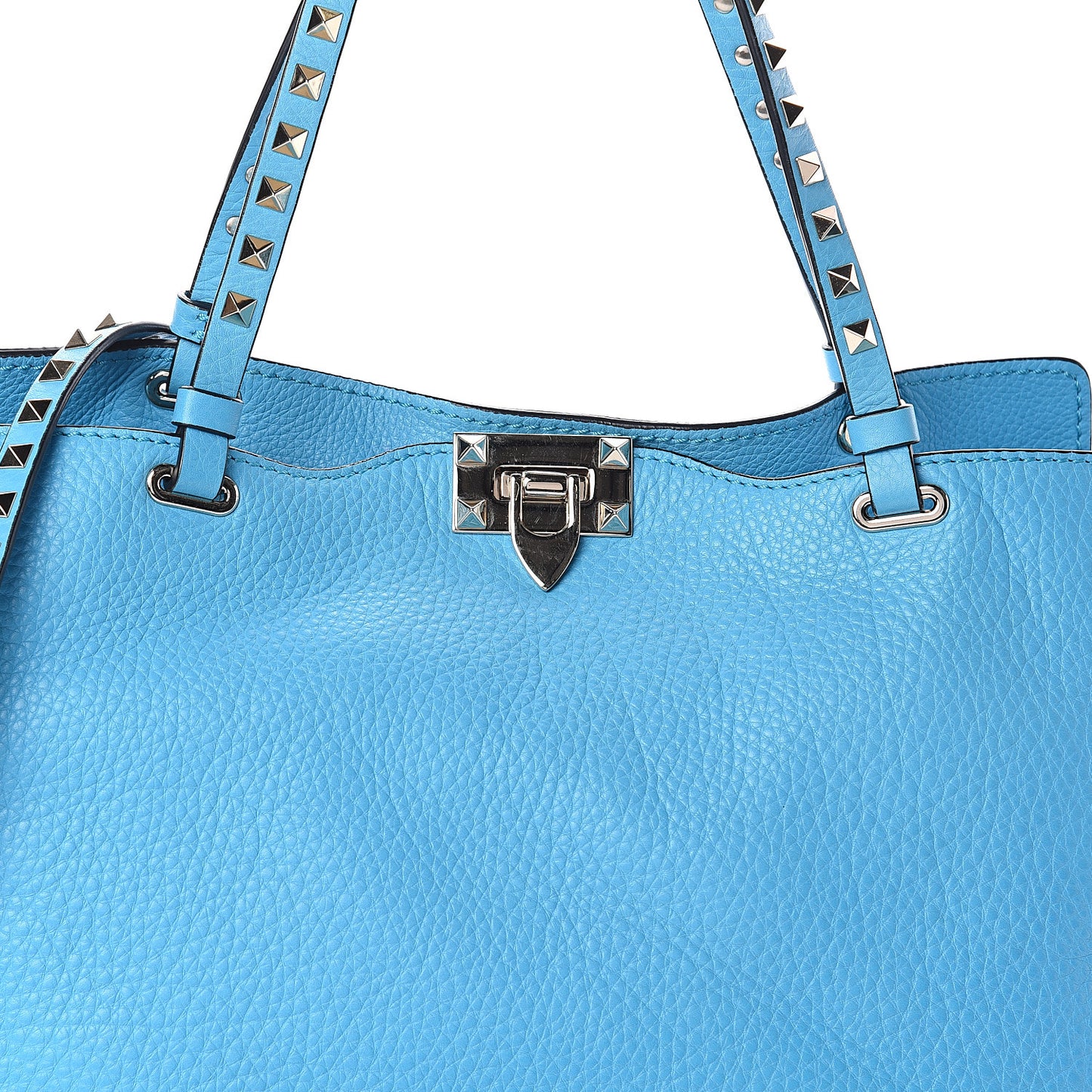 Pebbled Calfskin Medium Rockstud Tote Parrot