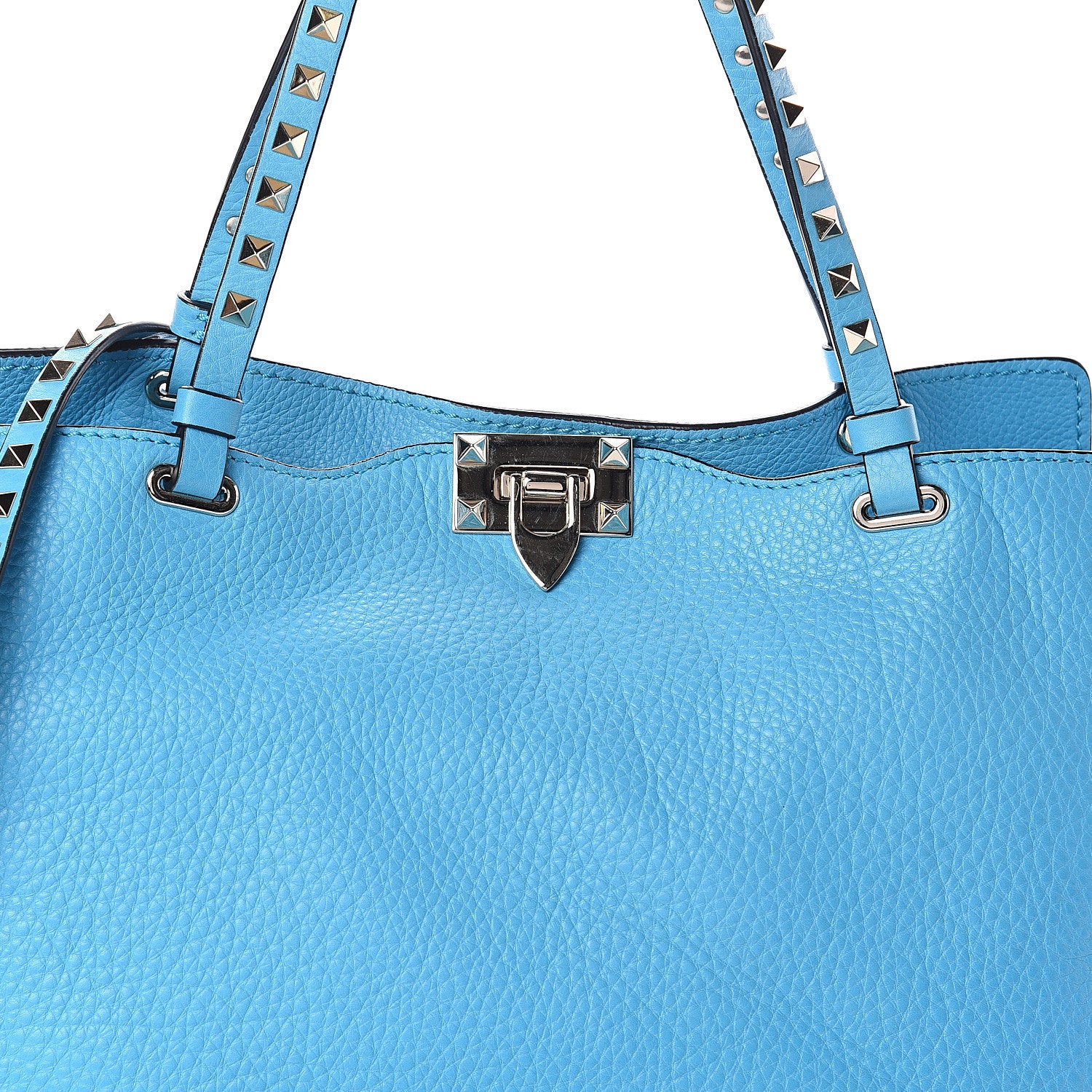 Valentino Garavani Pebbled Calfskin Medium Rockstud Tote Parrot 6 of 8