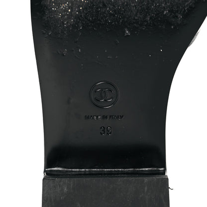 Chanel Lambskin Embroidered CC Mule Sandal 39 Black White 7 of 14