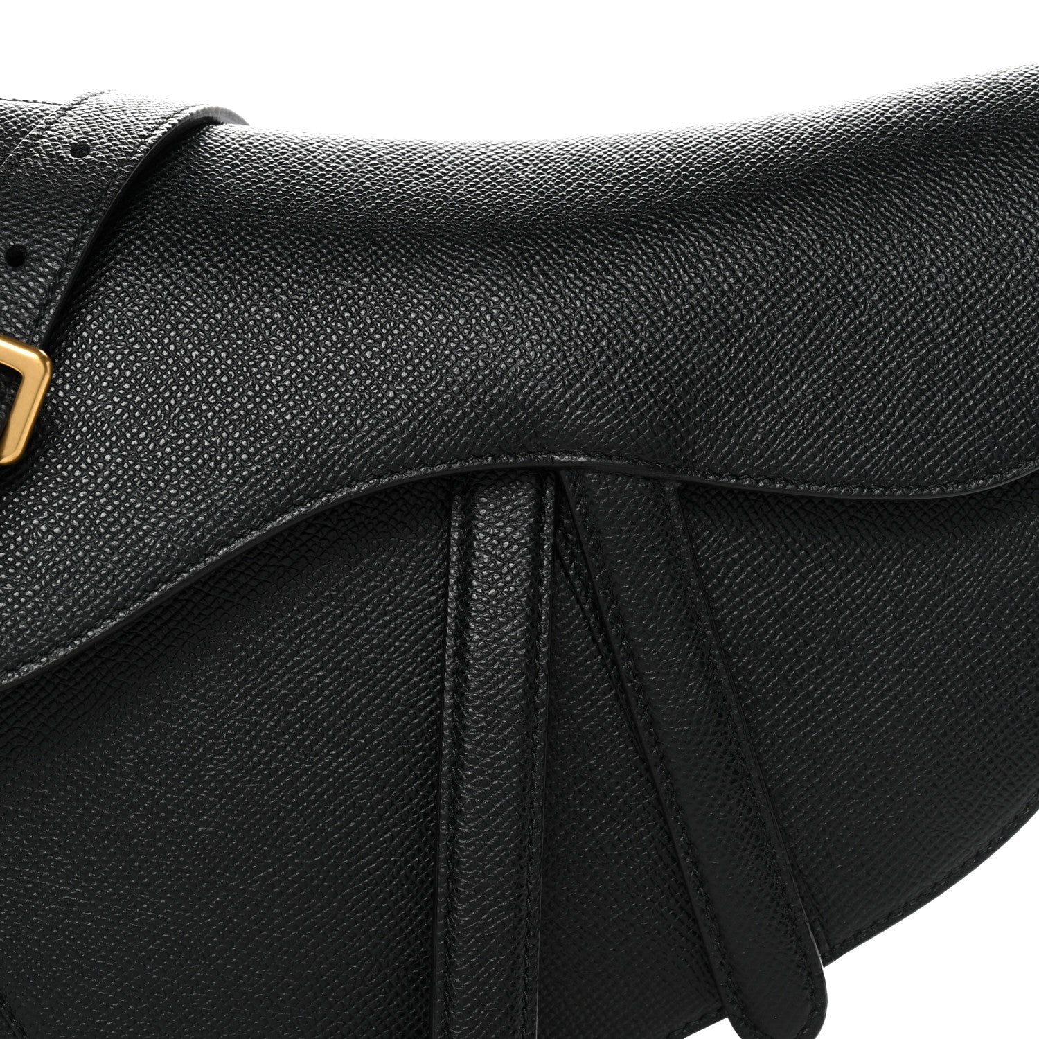 Christian Dior Grained Calfskin Saddle Bag With Strap Black 8 of 10