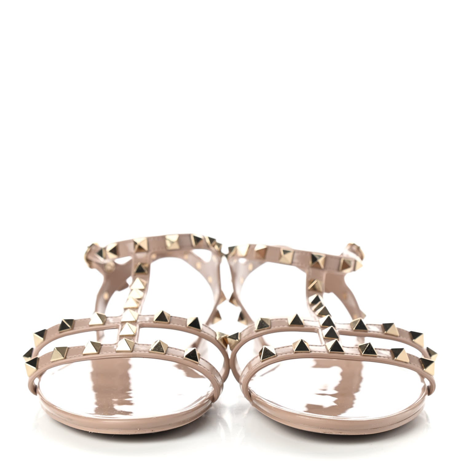 Valentino Garavani PVC Jelly Rockstud Caged Sandals 40 Poudre 2 of 10