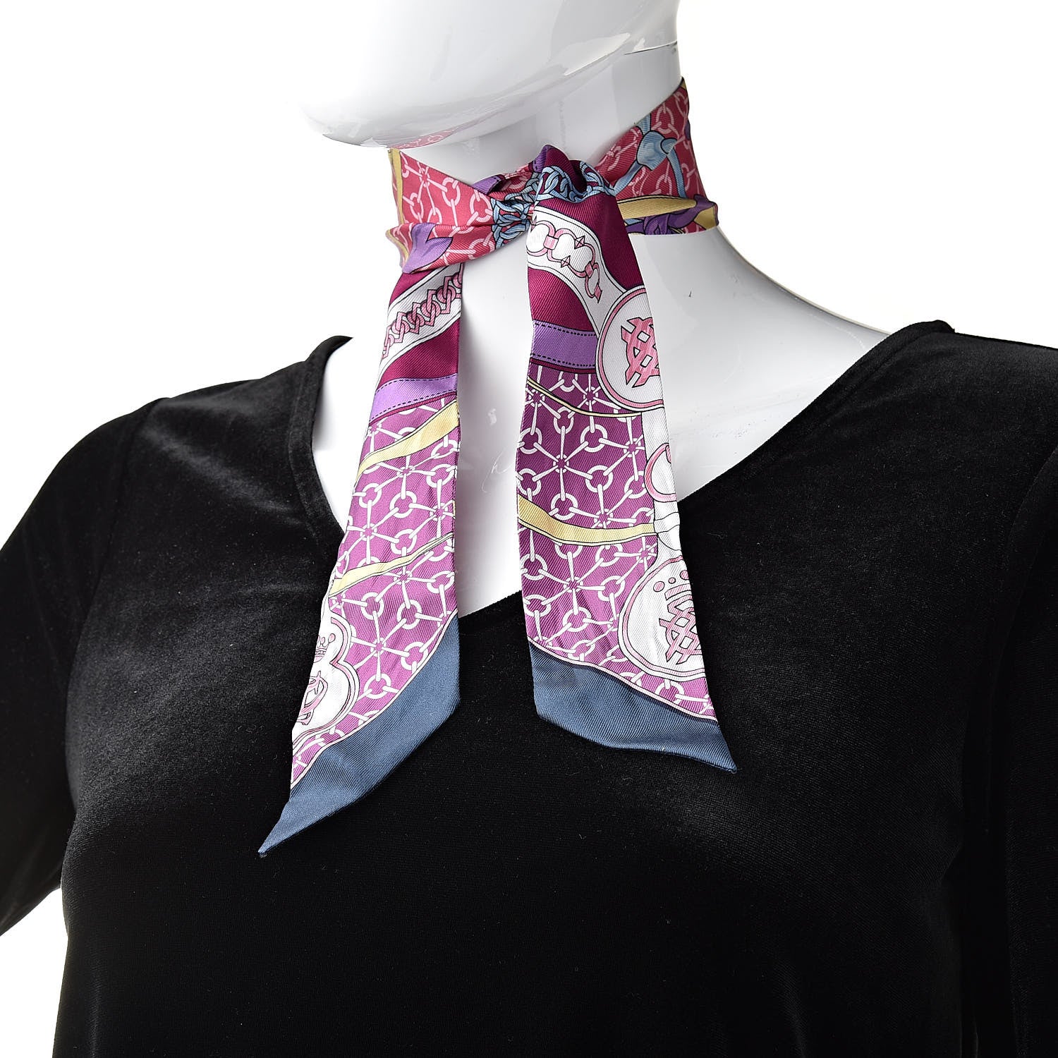 Hermes Silk La Promenade Du Matin Twilly Prune Rose Mauve 2 of 5