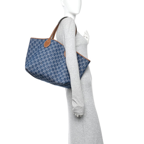 New Denim GG Monogram Calfskin Large Totissima Tote Blue
