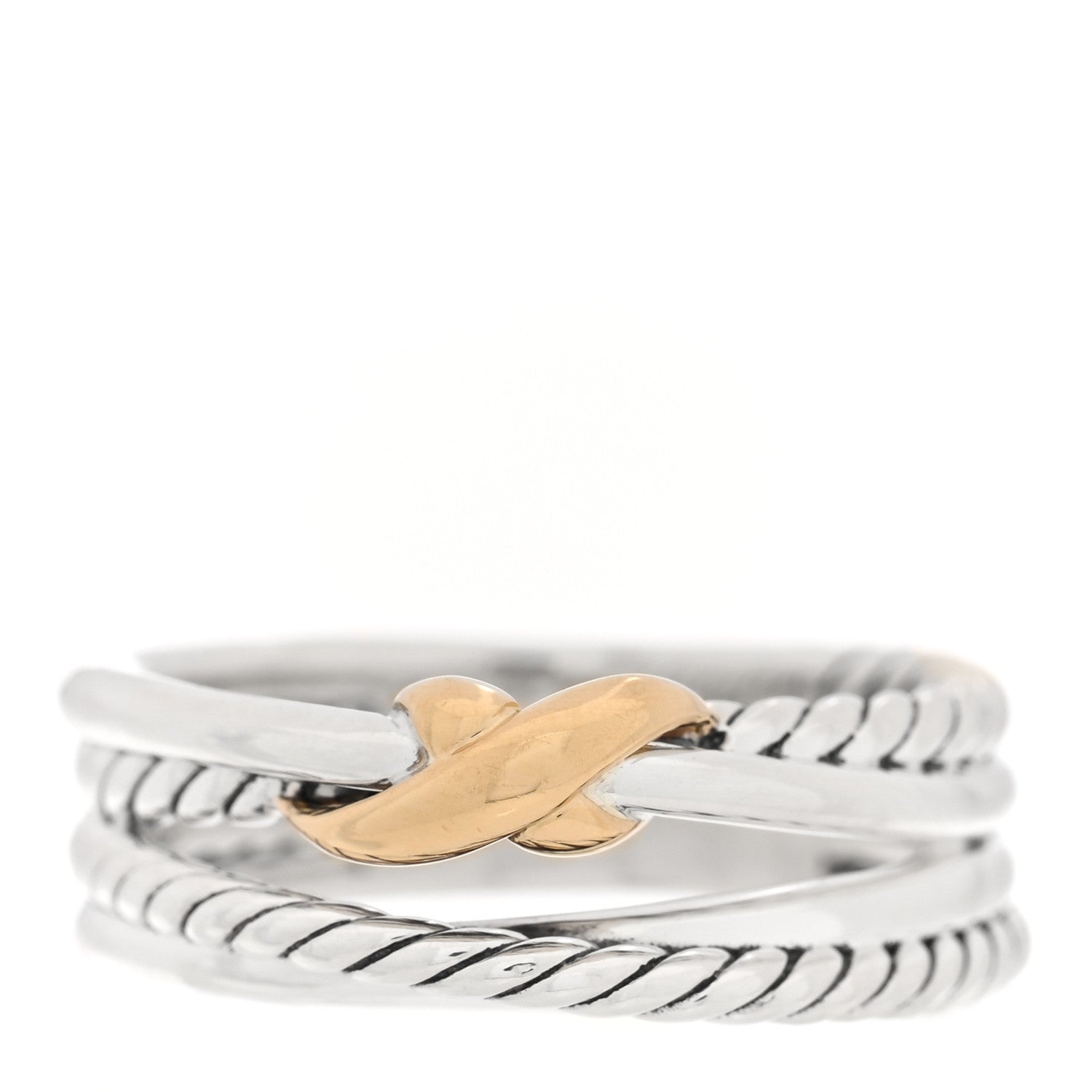 David Yurman Sterling Silver 18K Yellow Gold 6mm X Crossover Ring 52 6 1 of 4