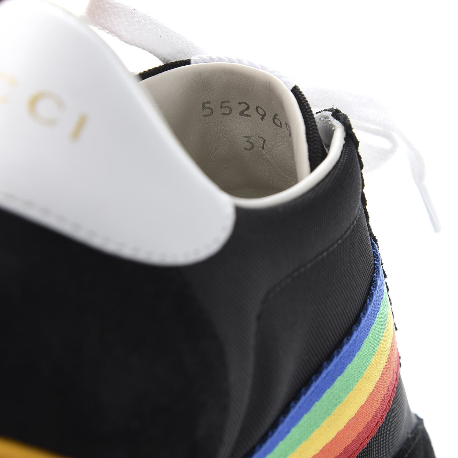Gucci Suede Rainbow Womens G74 Sneakers 37 Black 9 of 10