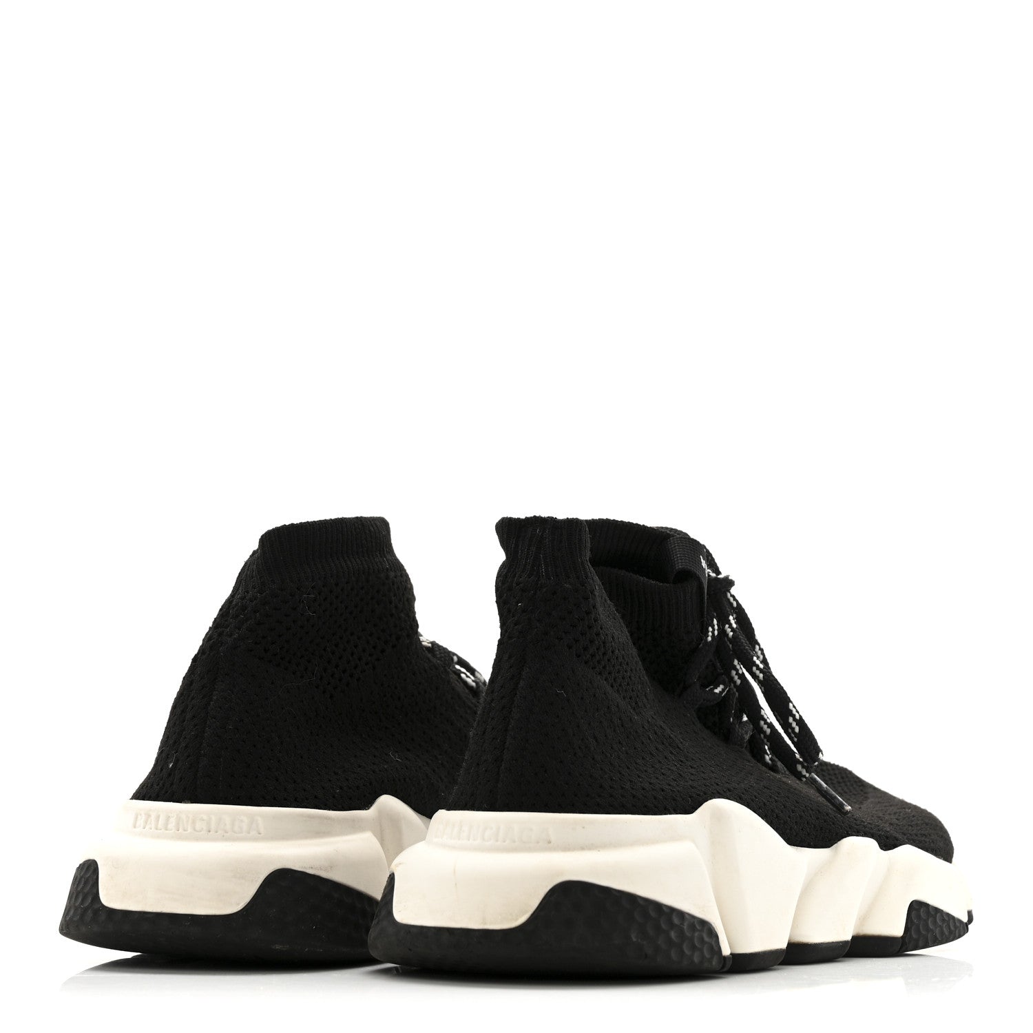Balenciaga Recycled Knit Bi-Color Sole Womens Speed Lace Up Sneakers 39 Black White 5 of 14