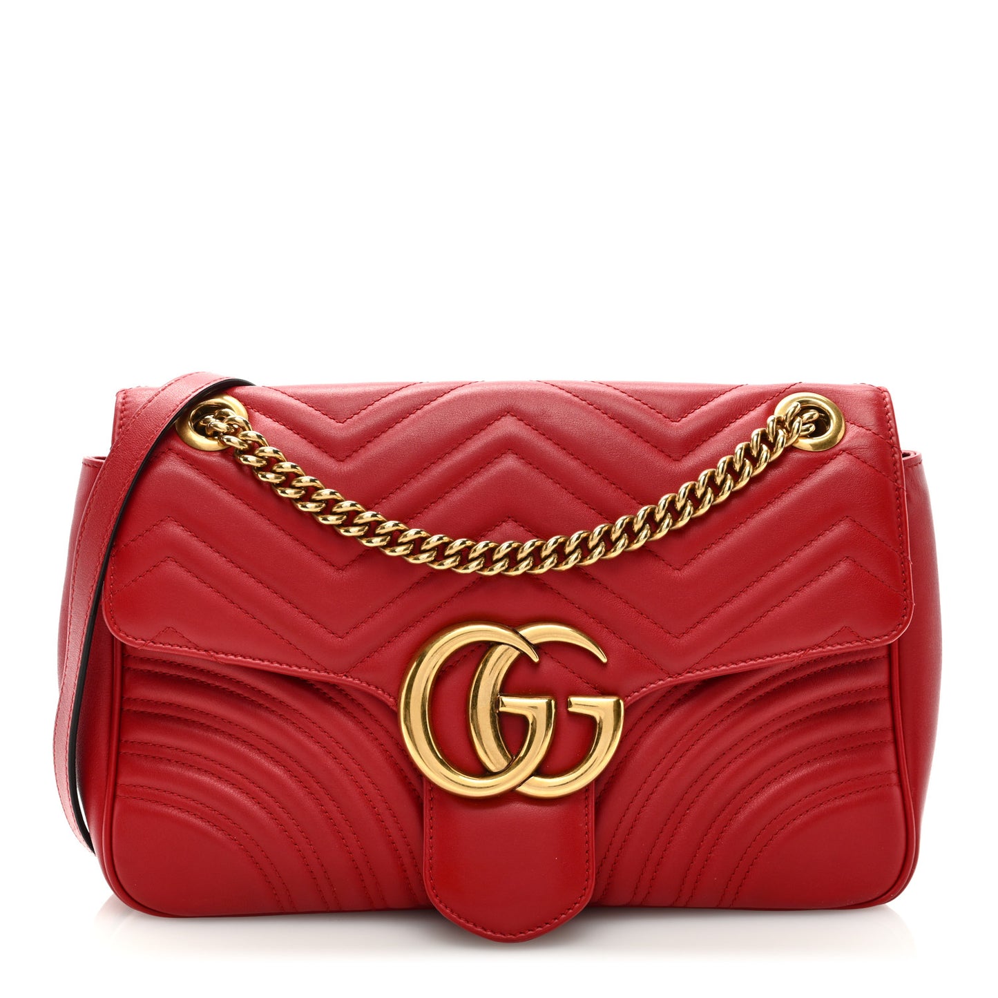 Calfskin Matelasse Medium GG Marmont Shoulder Bag Hibiscus Red