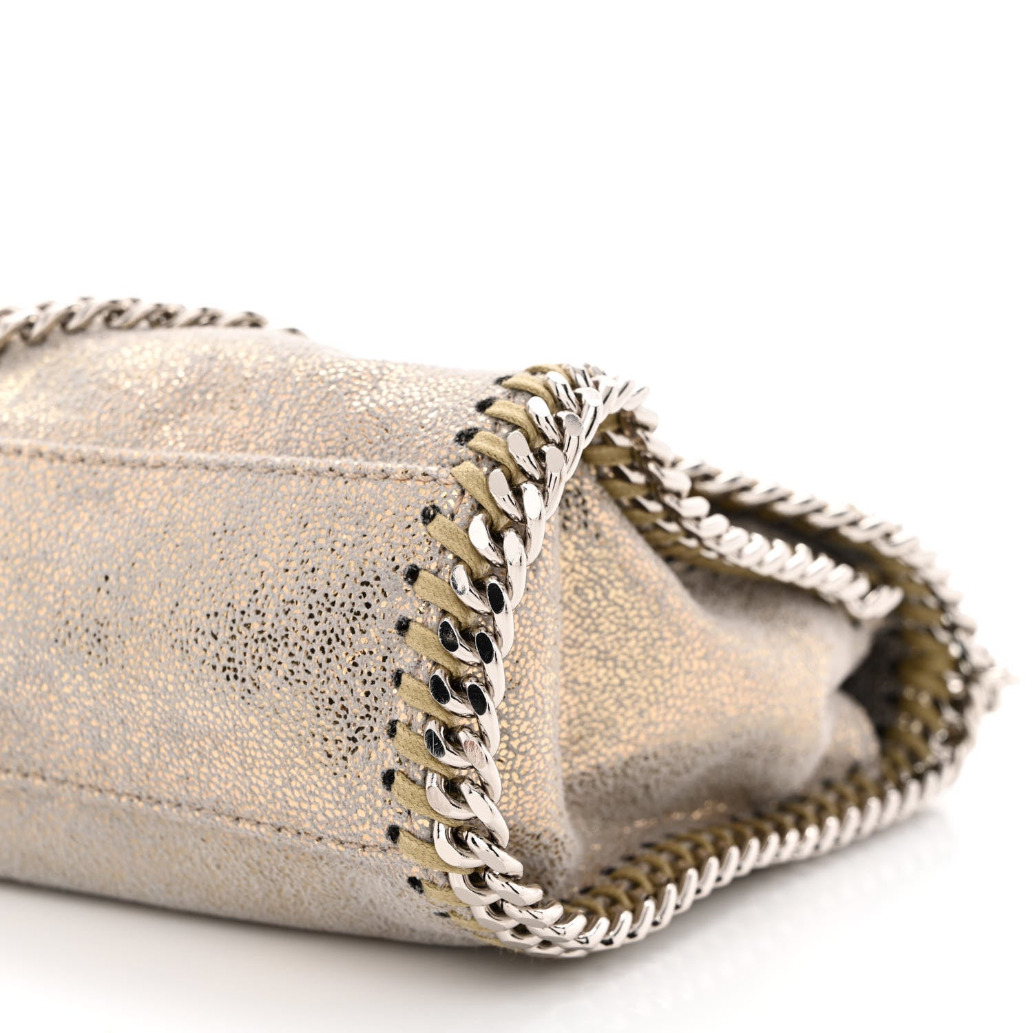 Stella McCartney Metallic Shaggy Deer Mini Falabella Fold Over Tote Gold 11 of 11