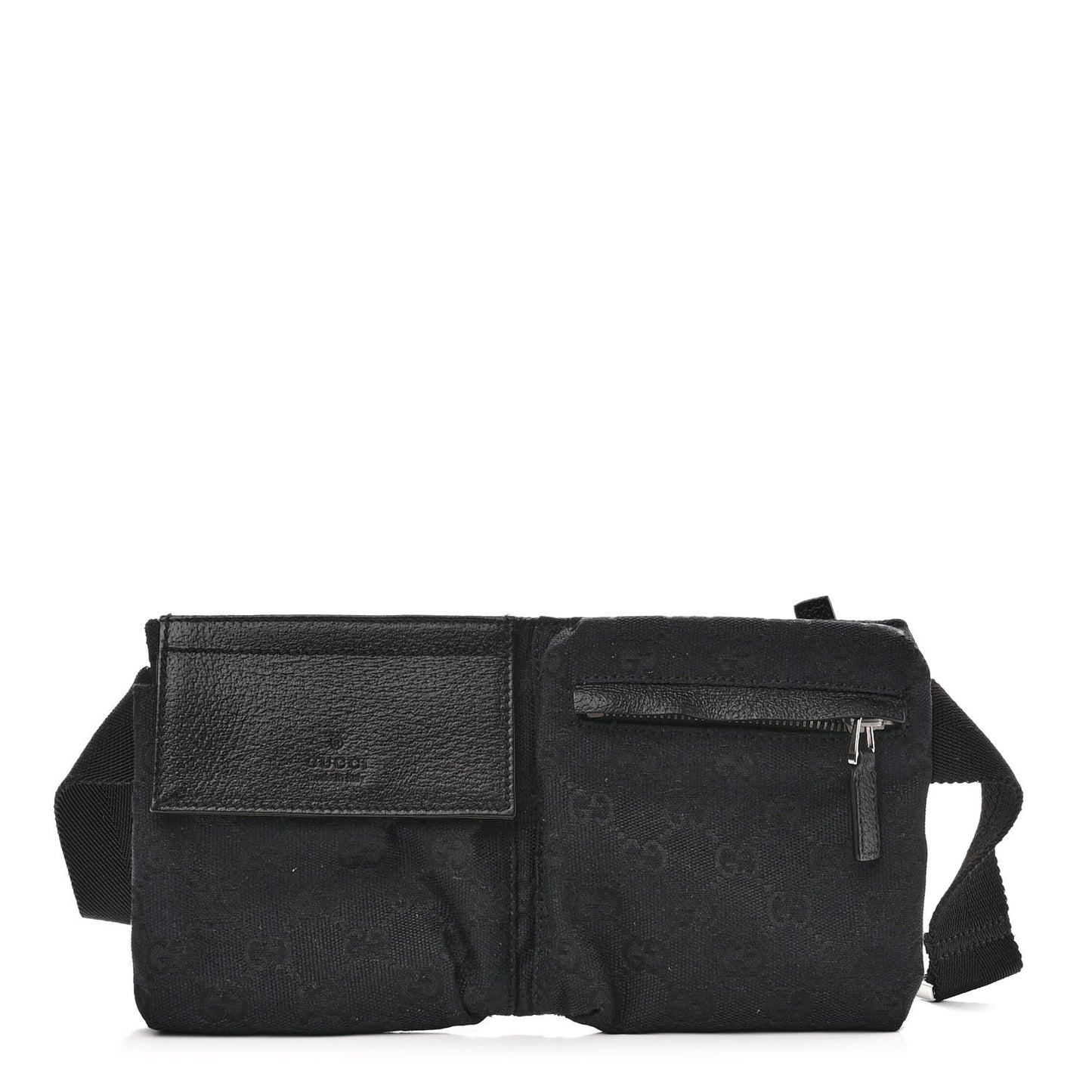 GG Monogram Double Pocket Belt Bag Black