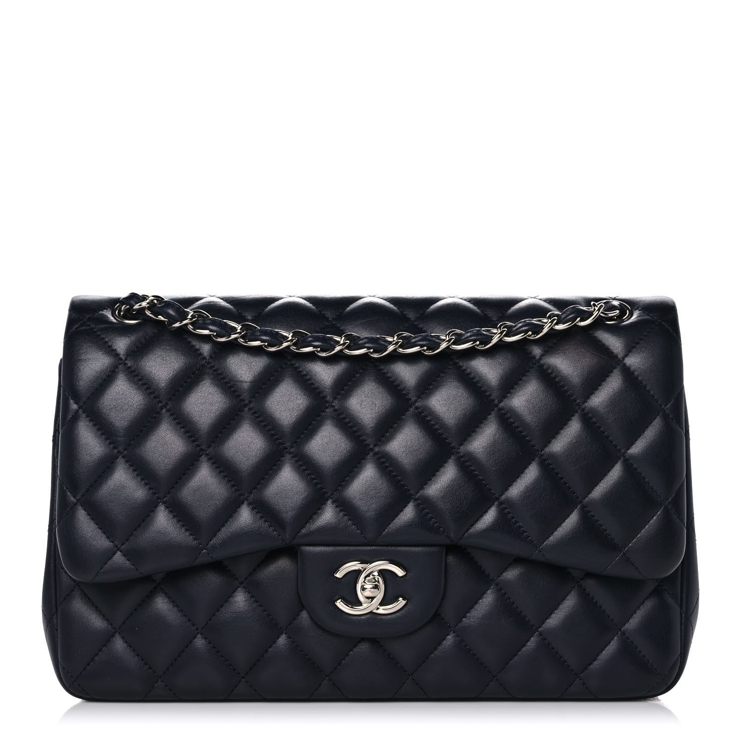 Chanel Lambskin Quilted Jumbo Double Flap Dark Blue 1 of 12