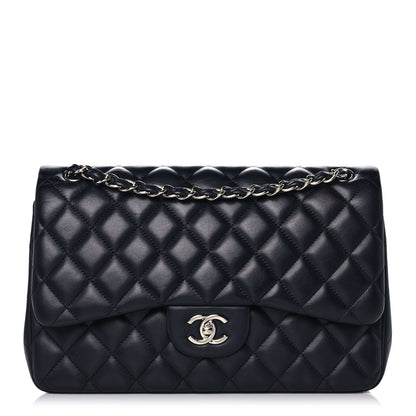 Chanel Lambskin Quilted Jumbo Double Flap Dark Blue 1 of 12