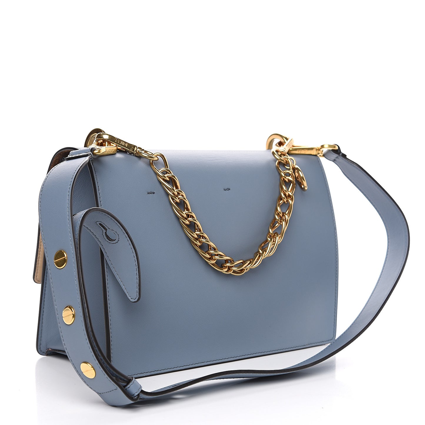 Vitello Grace Matte F is Fendi Kan U Shoulder Bag Azzurro Merlino