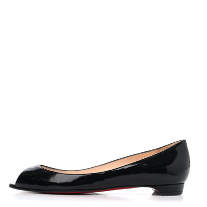 Christian Louboutin Patent Mumbai Peep Toe Flats 36 Black 1 of 4