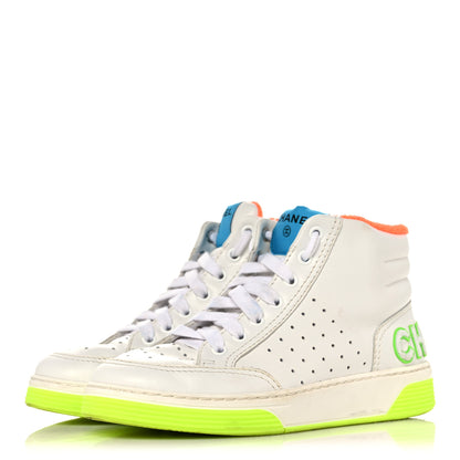 Chanel Calfskin Womens Logo High Top Sneakers 36.5 White Multicolor 3 of 18