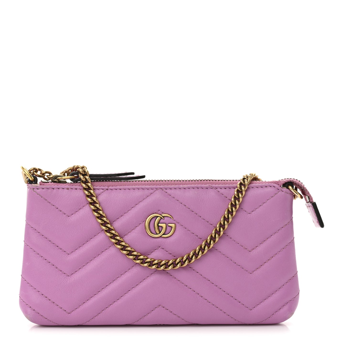 Calfskin Matelasse Mini GG Marmont Chain Bag Candy Mousse