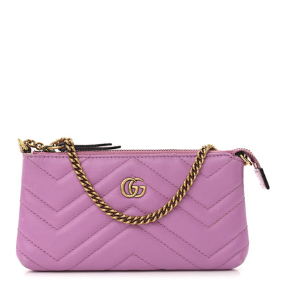 Gucci Calfskin Matelasse Mini GG Marmont Chain Bag Candy Mousse 1 of 14