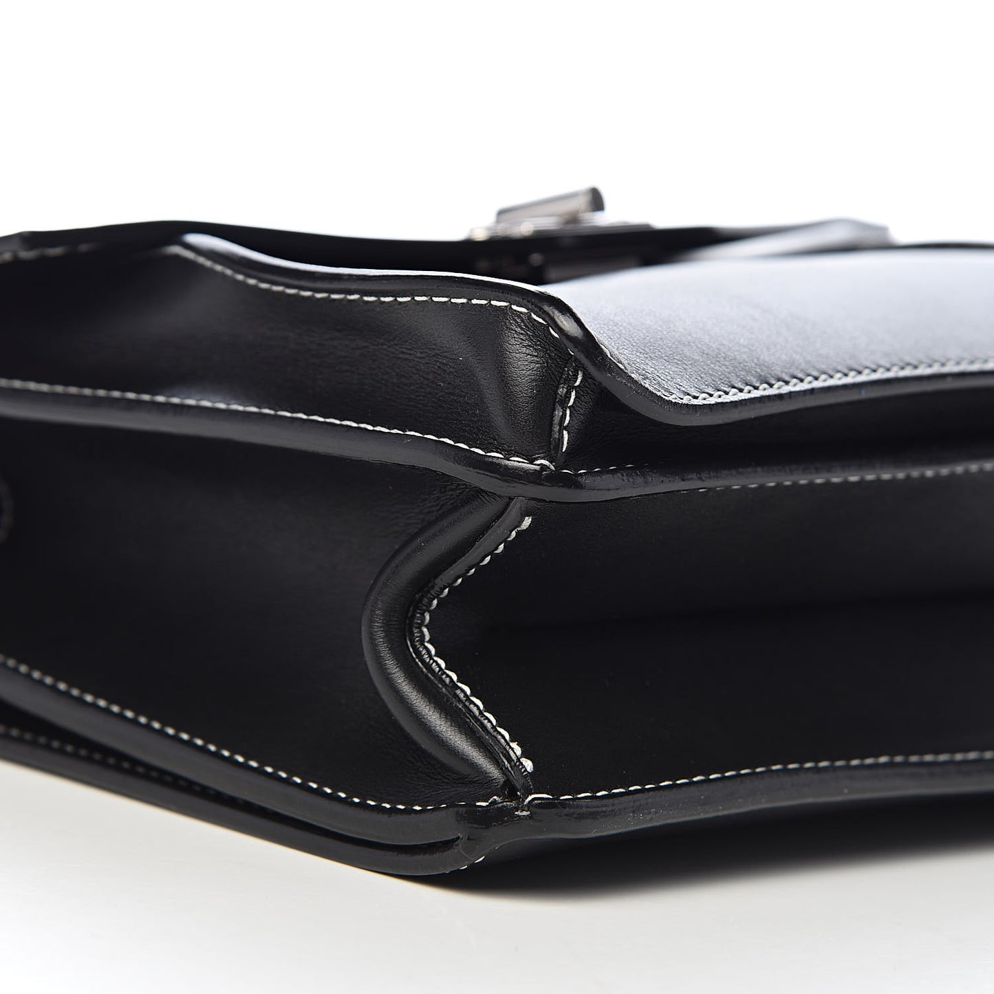Smooth Calfskin Small Hava Top Handle Bag Black