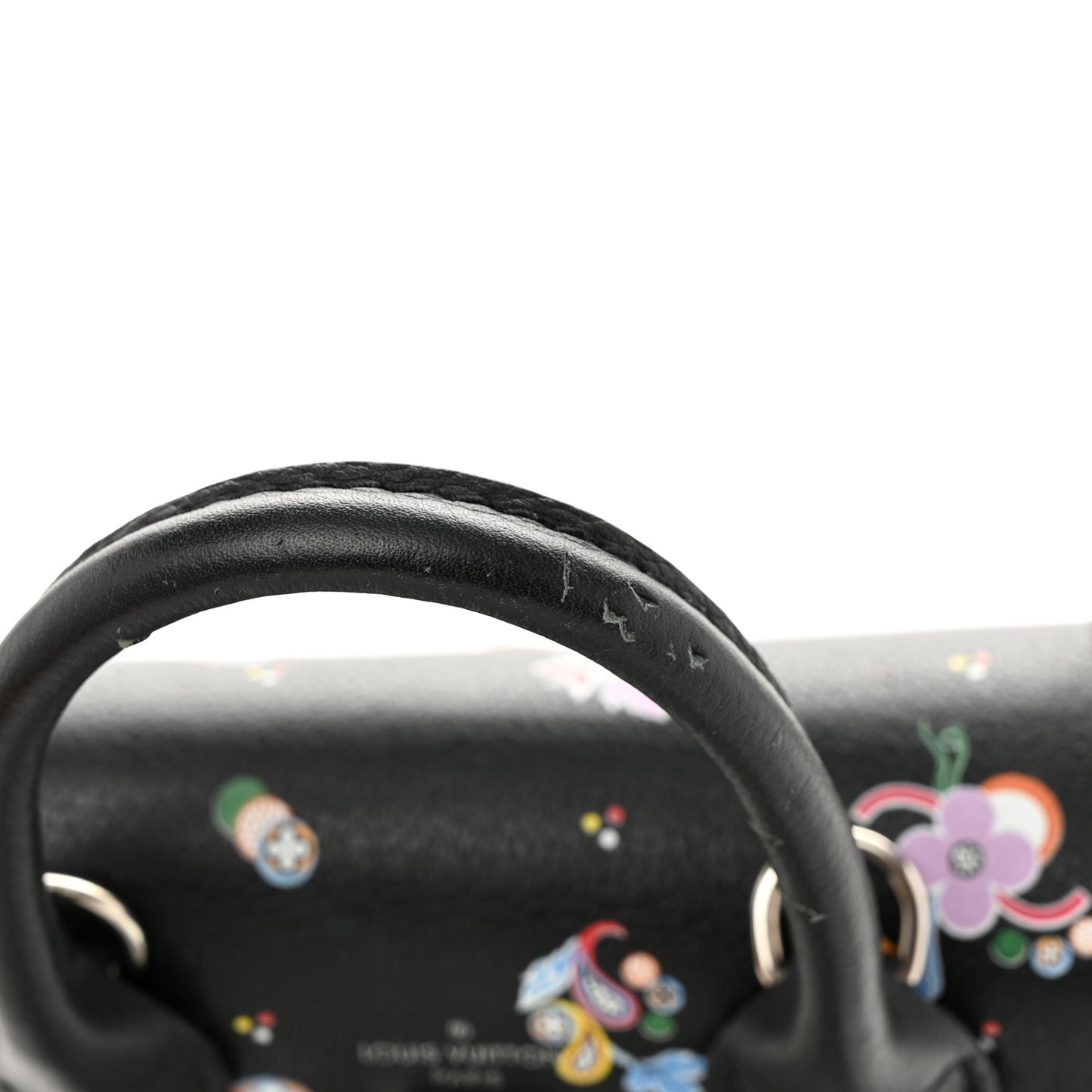 Calfskin Flower Lockme Mini Backpack Black Multicolor