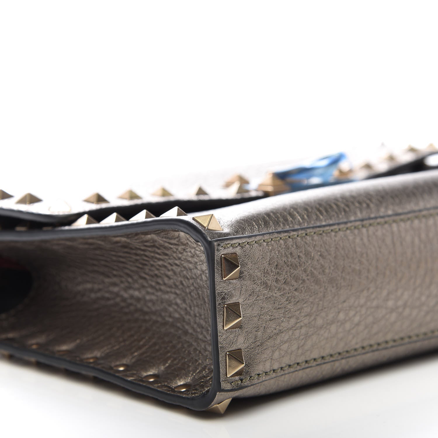 Valentino Garavani Metallic Pebbled Calfskin Medium Rockstud Flip Lock Crossbody Bag Sasso 6 of 8