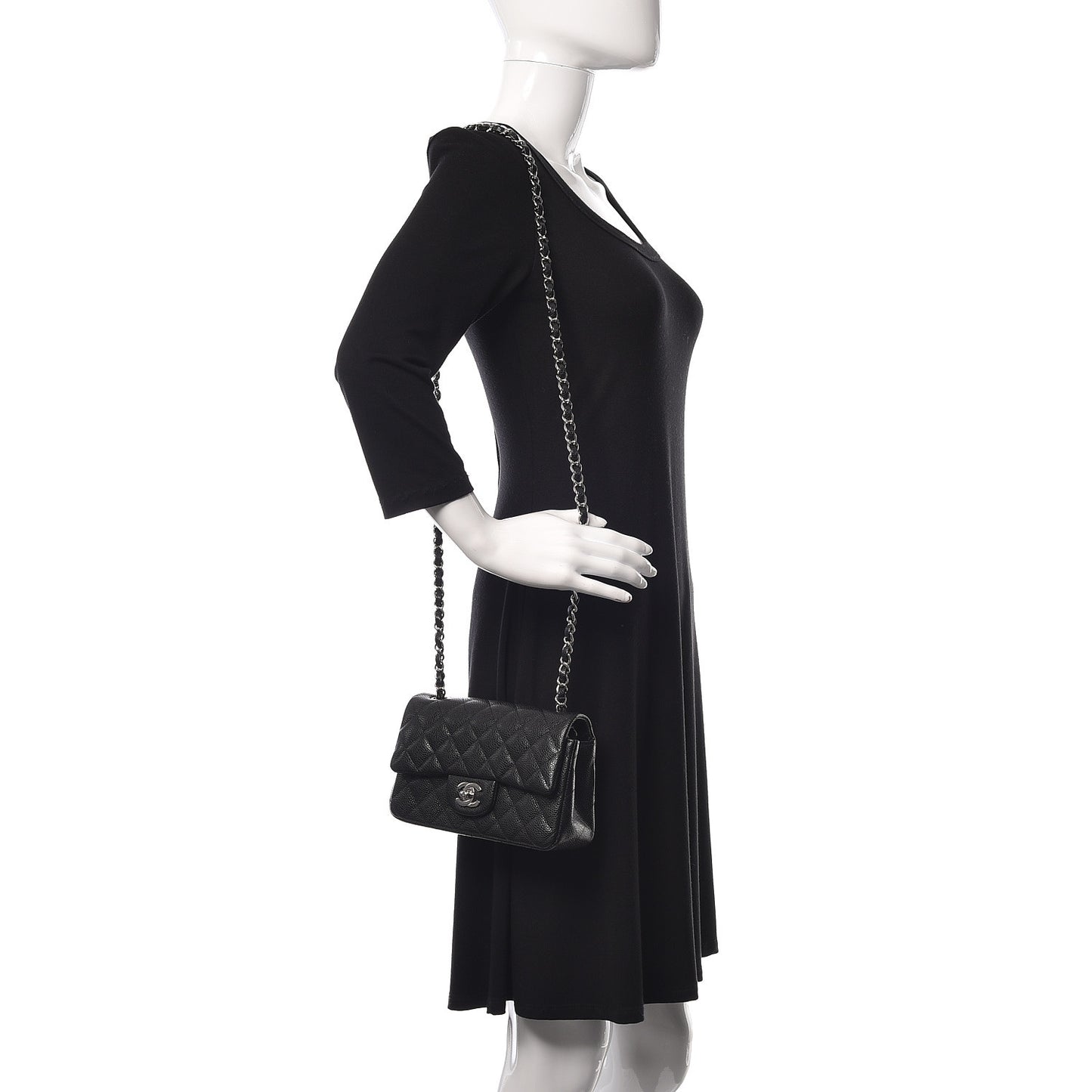Caviar Quilted Mini Rectangular Flap Black