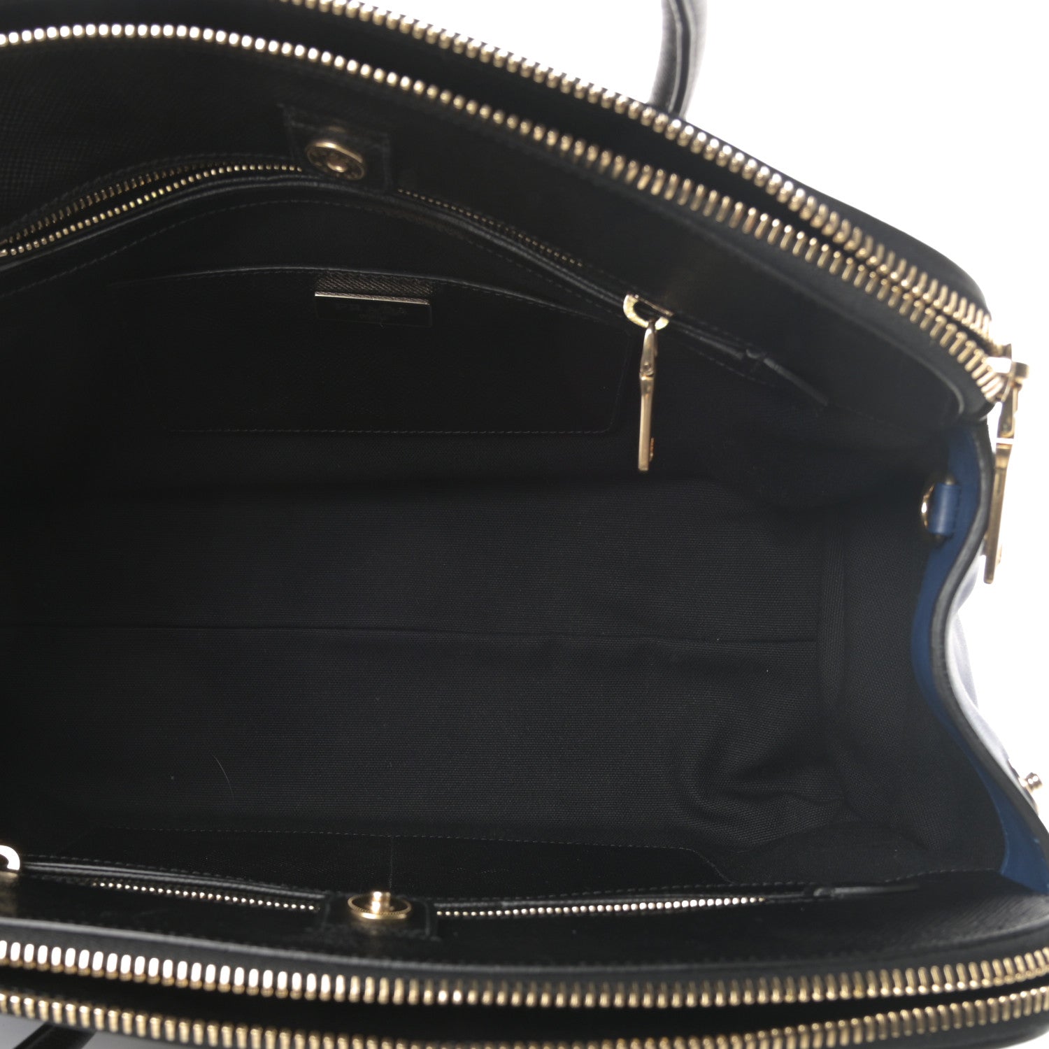 Prada Saffiano City Calfskin Bi-Color Tote Bluette Black 6 of 19