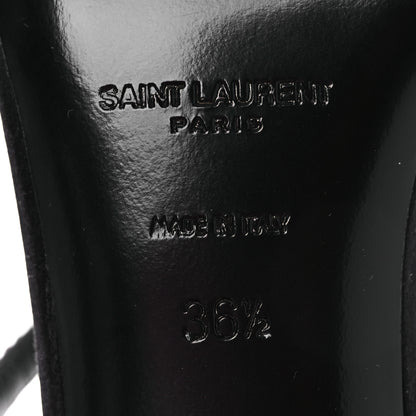 Saint Laurent Crepe Satin Strass Baliqua 55 Ankle Strap Sandals 36.5 Black Greige 8 of 11