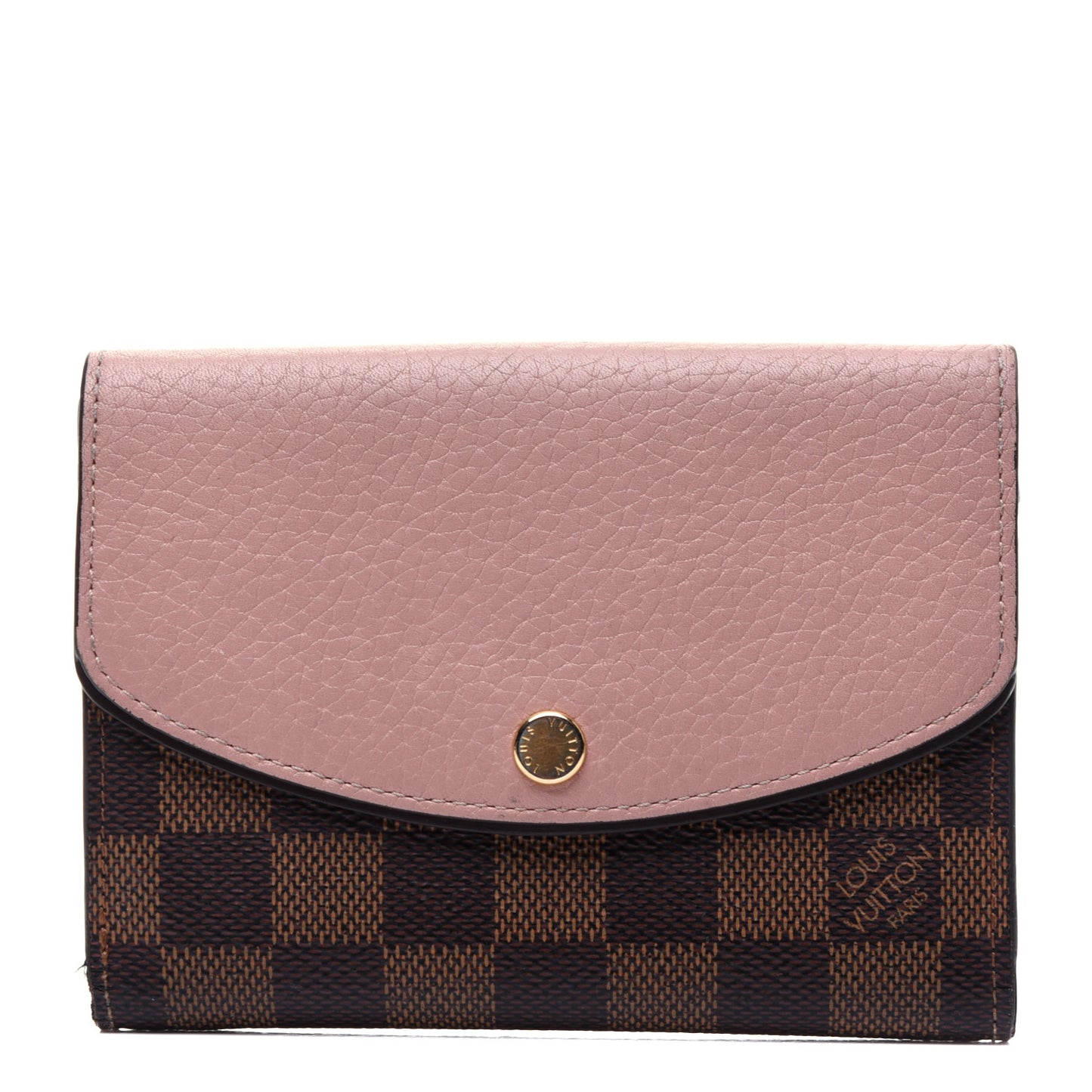 Damier Ebene Normandy Compact Wallet Rose Ballerine